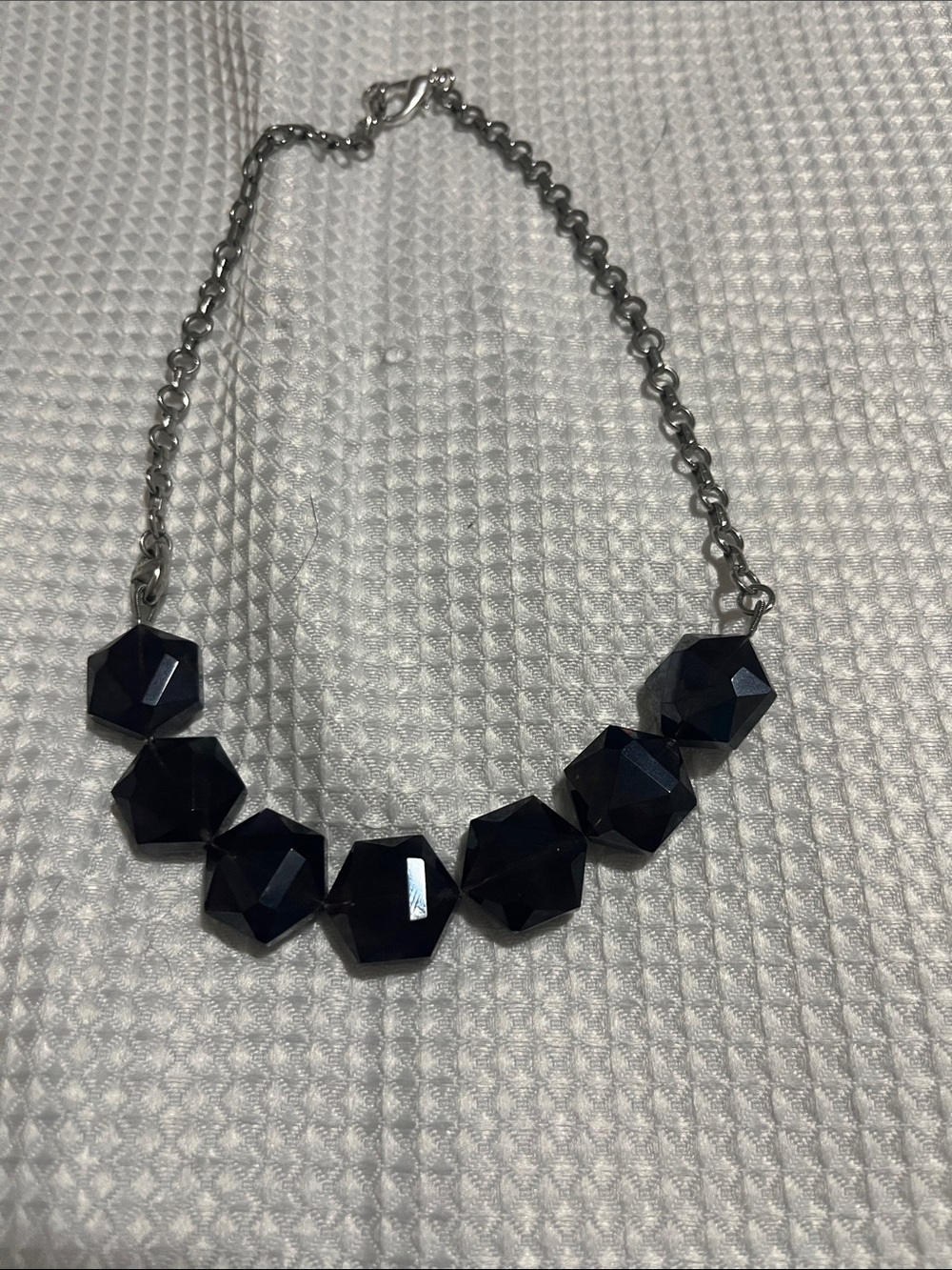 Lia Sophia Faceted Dark Amethyst Bead Necklace with Silver-Tone Chain